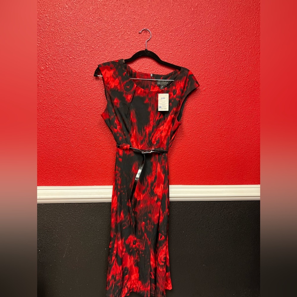 Red long dress till the knees